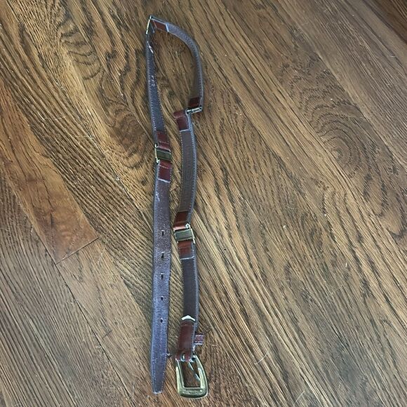 Vintage 1997 Fossil Brown Leather Belt with Gold Buckle & Gold Embellishments - Picture 5 of 10